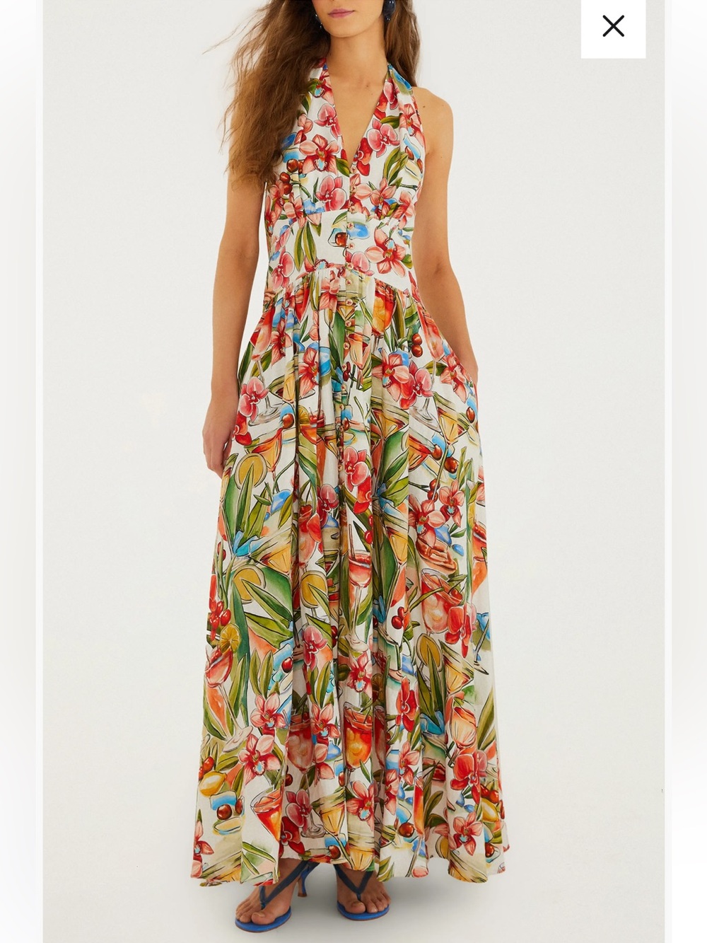 Farm Rio COCKTAIL OFF-WHITE MAXI DRESS Size Medium